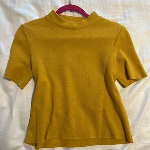 Mustard Yellow Mock neck t-shirt Zara